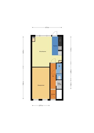 Floorplan - Tollensstraat 32B, 3117 SZ Schiedam